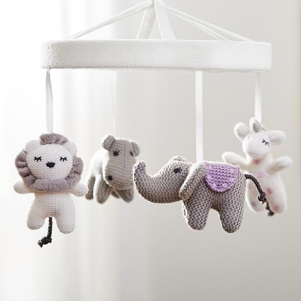 ❌SOLD❌Knit Animal Friends White Musical Baby Crib Mobile, Pottery Barn